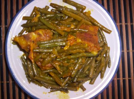 Tajine de veau aux haricots verts.